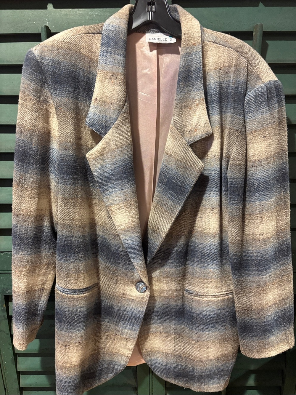 Vintage Blazer Jacket in Blue and Tan